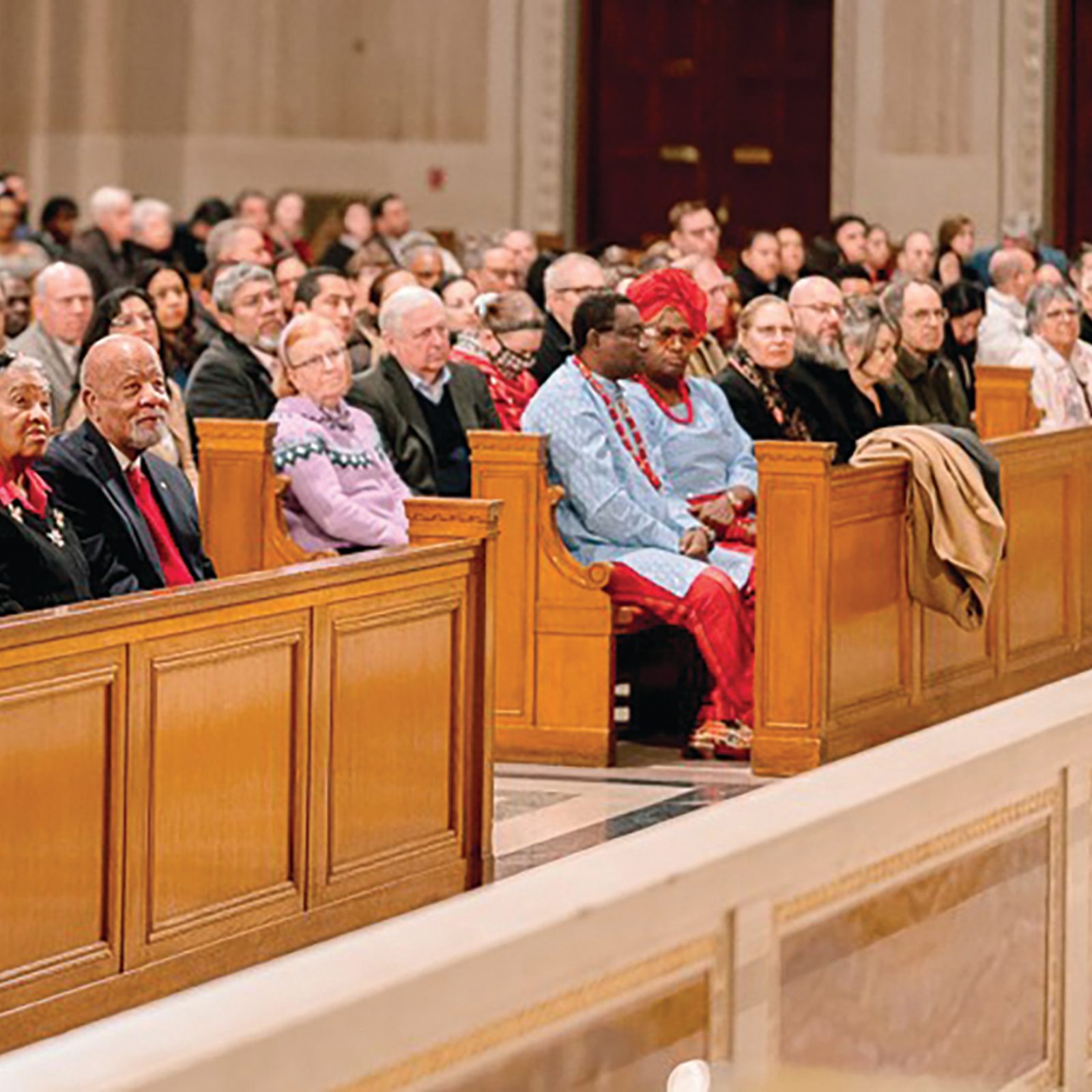 Hundreds of couples fill the Basilica of the National Shrine of the Immaculate Conception for the annual Wedding Anniversary Mass on Valentine’s Day, marking milestones from newlyweds to 70 years of marriage. (Catholic Standard photo by Nicole Olea)