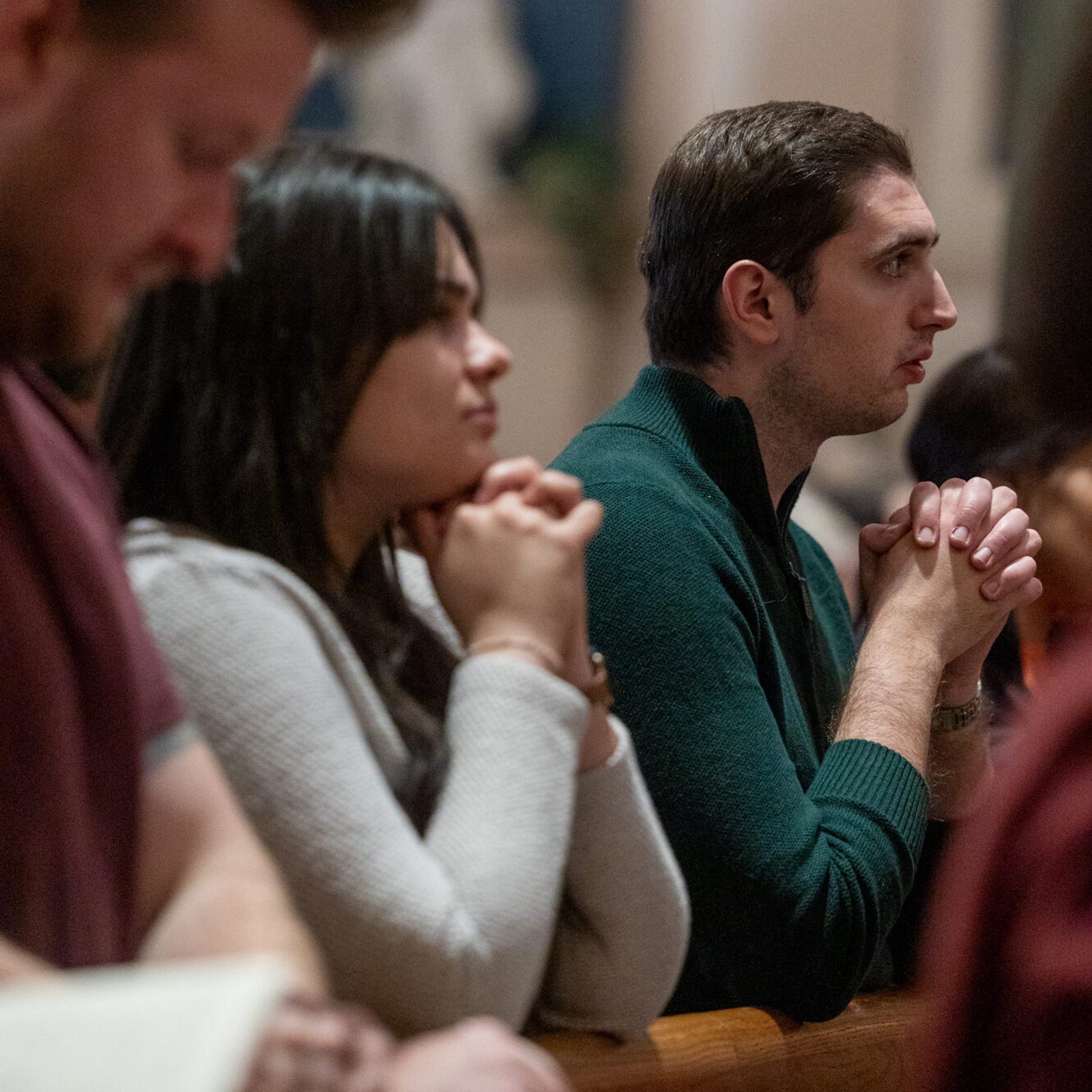 People pray during the Holy Thursday Mass of the Lord’s Supper on April 17, 2025 at the Cathedral of St. Matthew the Apostle in Washington, D.C. (Catholic Standard photos by Mihoko Owada)
