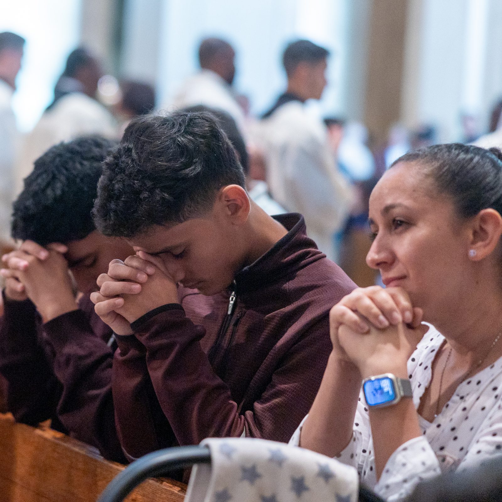 The faithful pray during a May 31 Mass that was celebrated at the Basilica of the National Shrine of the Immaculate Conception as part of archdiocese’s local celebration of the Jubilee Year. (CS photos by Mihoko Owada)