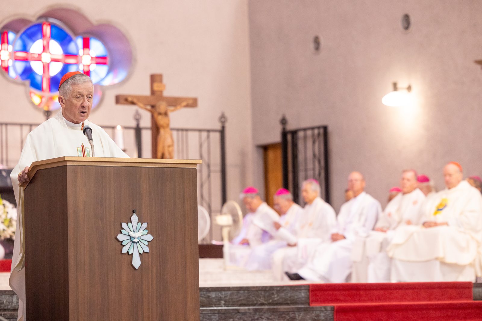 Cardinal Blase J. Cupich of Chicago gives the homily at a Mass on Aug. 6, 2025 at the World Peace Memorial Cathedral in Hiroshima, Japan, for the Victims of the Atomic Bombing. (Catholic Standard photo by Mihoko Owada)