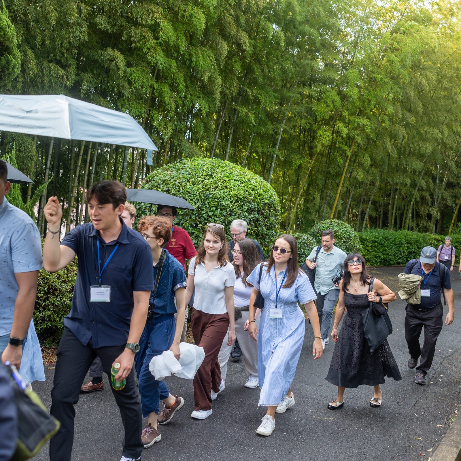 On the morning of Aug. 7, 2025, participants in the Pilgrimage of Peace to Japan walk to the former Jesuit novitiate in Nagatsuka, a suburb of Hiroshima where Father Pedro Arrupe and other Jesuits and women religious ran a rescue operation following the atomic bombing of that city 80 years earlier, on Aug. 6, 1945. (Catholic Standard photo by Mihoko Owada)