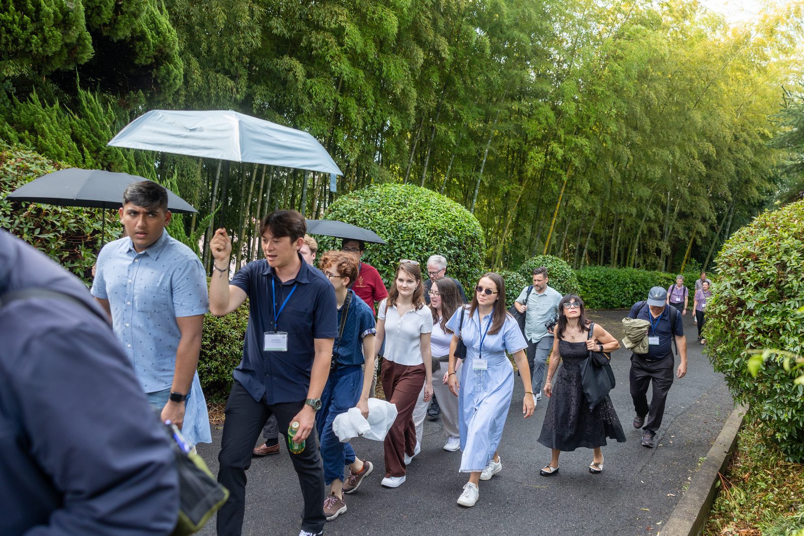 On the morning of Aug. 7, 2025, participants in the Pilgrimage of Peace to Japan walk to the former Jesuit novitiate in Nagatsuka, a suburb of Hiroshima where Father Pedro Arrupe and other Jesuits and women religious ran a rescue operation following the atomic bombing of that city 80 years earlier, on Aug. 6, 1945. (Catholic Standard photo by Mihoko Owada)