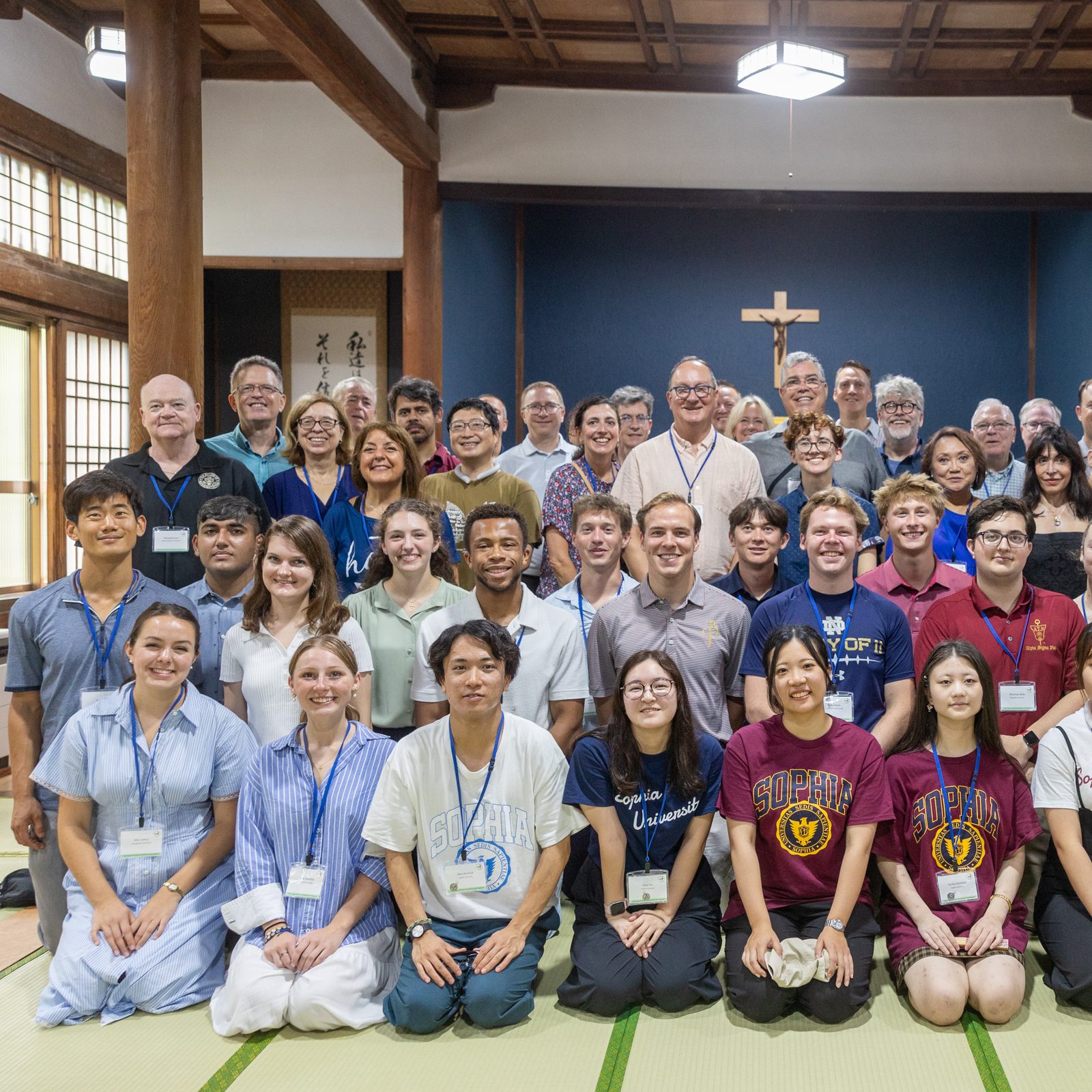 Participants of the Pilgrimage to Peace in Japan coinciding with the 80th anniversary of the atomic bombings of Hiroshima and Nagasaki pose together for a photo after a Mass on Aug. 7, 2025, at the chapel of the former Jesuit novitiate in Nagatsuka, a suburb of Hiroshima. The pilgrimage included students and staff members of Catholic universities in the United States and Japan who came together to pray and dialogue for peace and for an end to nuclear weapons. (Catholic Standard photo by Mihoko Owada)