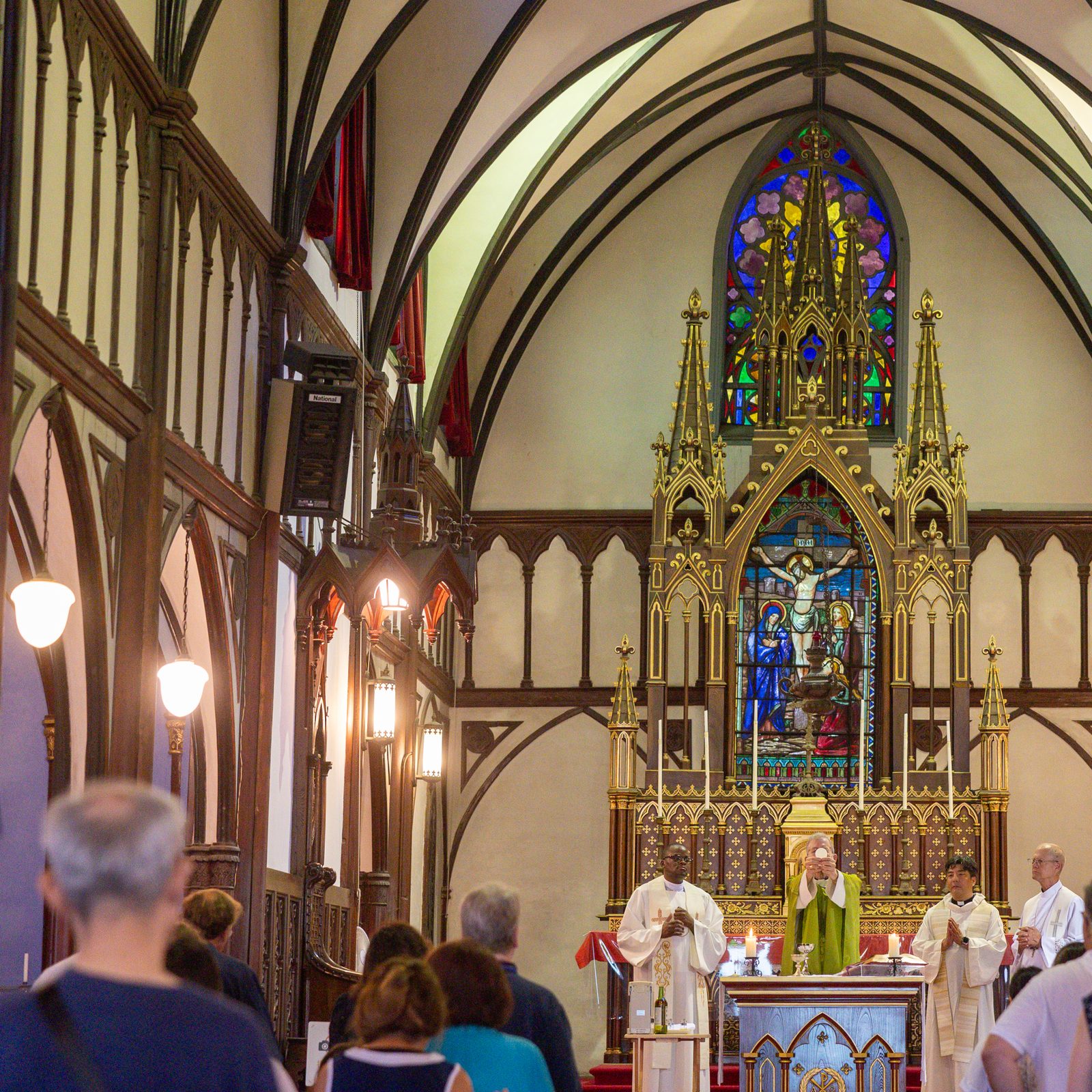 On August 10, 2025, Archbishop John C. Wester of Santa Fe, New Mexico, celebrates Mass for pilgrims of peace at Oura Cathedral in Nagasaki, a UNESCO World Heritage Site. Among the participants are U.S. college students joining the “Pilgrimage of Peace” commemorating the 80th anniversaries of the atomic bombings of Hiroshima and Nagasaki. (Catholic Standard photo by Mihoko Owada)