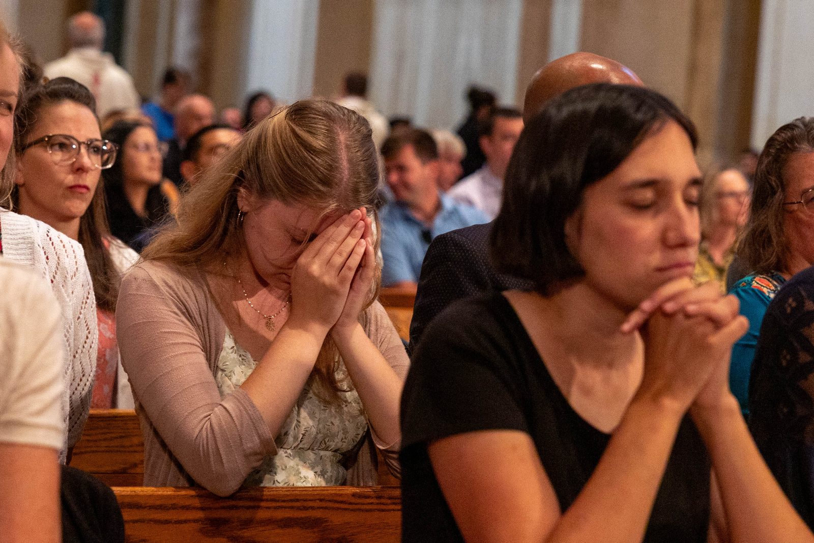 Educators pray during the Opening of Schools Mass for The Roman Catholic Archdiocese of Washington celebrated by Cardinal Wilton Gregory on Aug. 26, 2024 at the Basilica of the National Shrine of the Immaculate Conception. (Catholic Standard photos by Mihoko Owada)