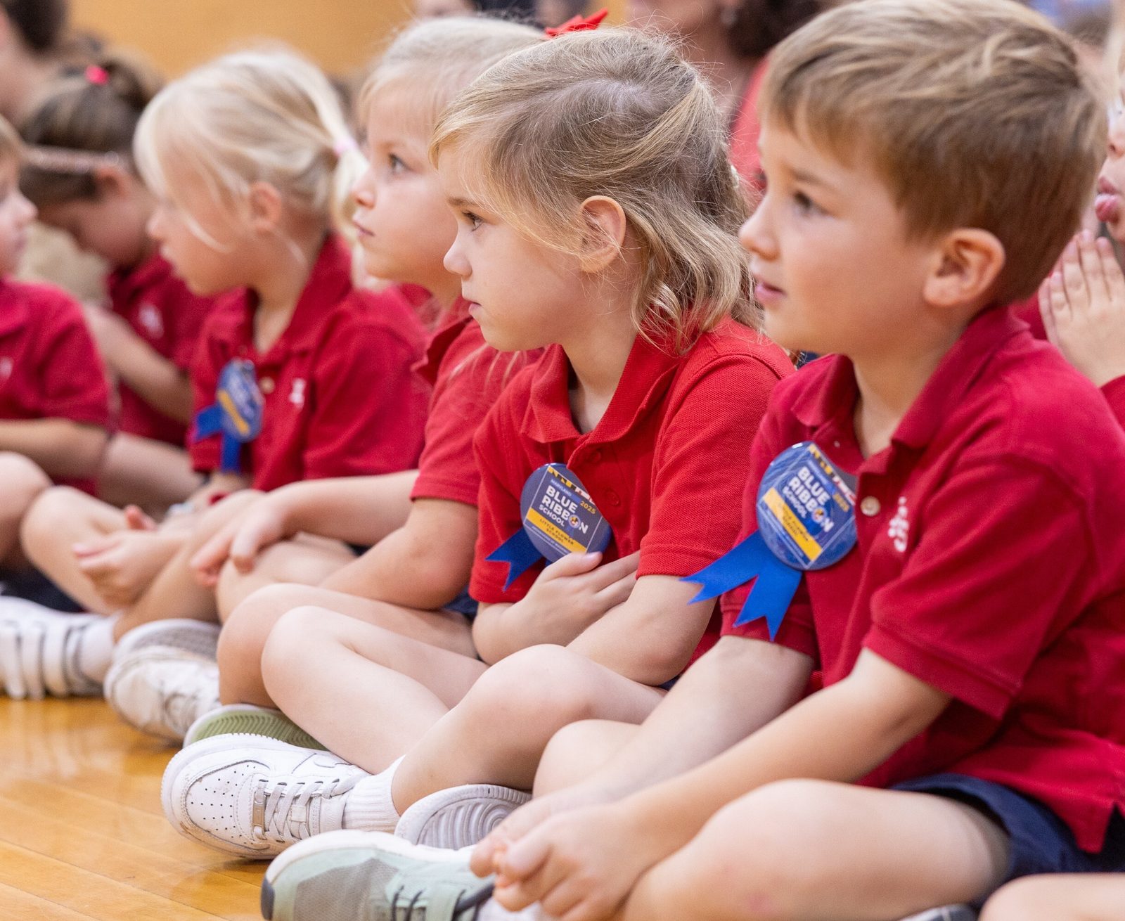 Students at Little Flower School in Bethesda, Maryland, attend a celebration on Oct. 14 after Little Flower was named a Maryland Blue Ribbon School for the 2025-26 school year. (Catholic Standard photo by Mihoko Owada)