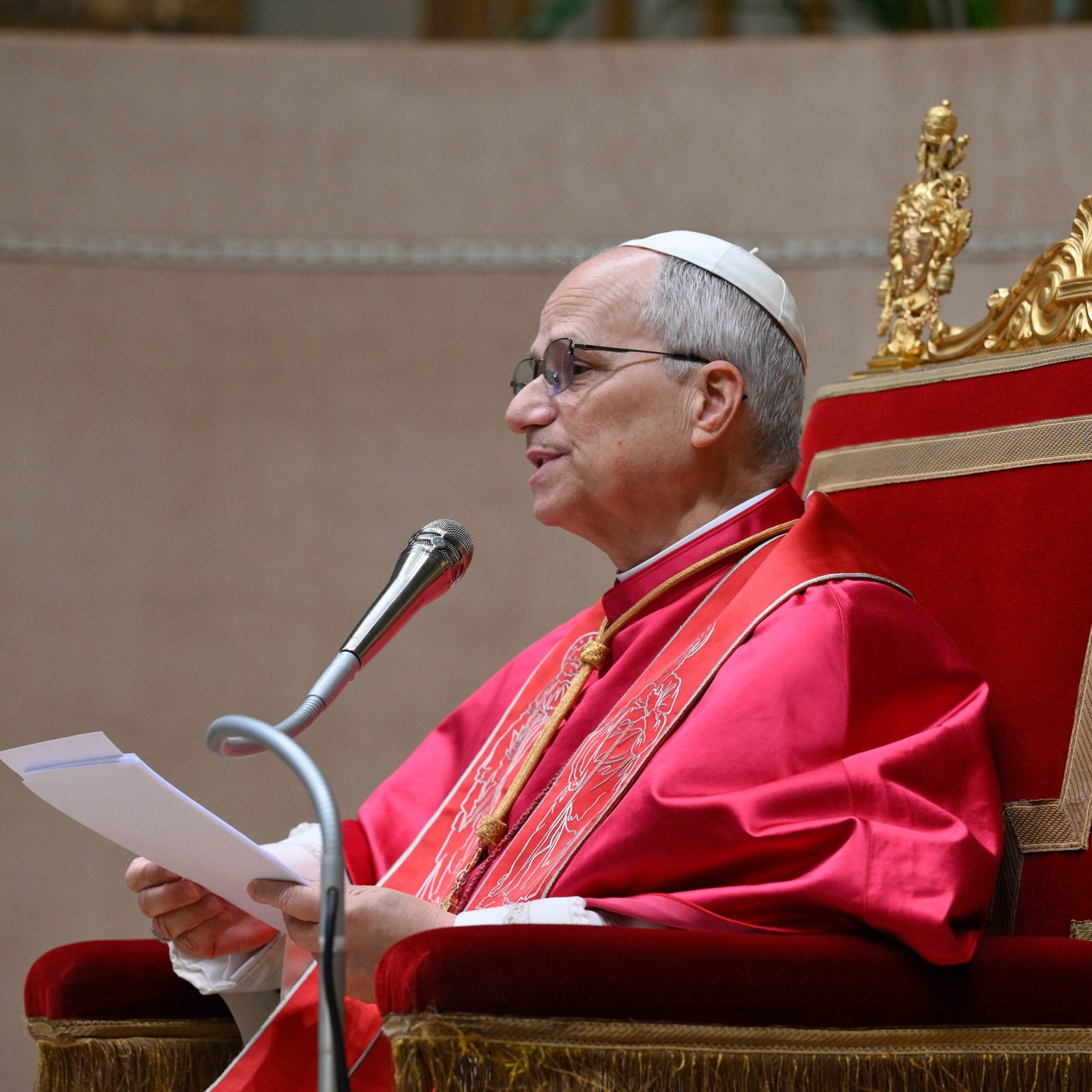 Pope Leo XIV meets with members of the diplomatic corps accredited to the Vatican at the Apostolic Palace at the Vatican Jan. 9, 2026. (CNS photo/Vatican Media)