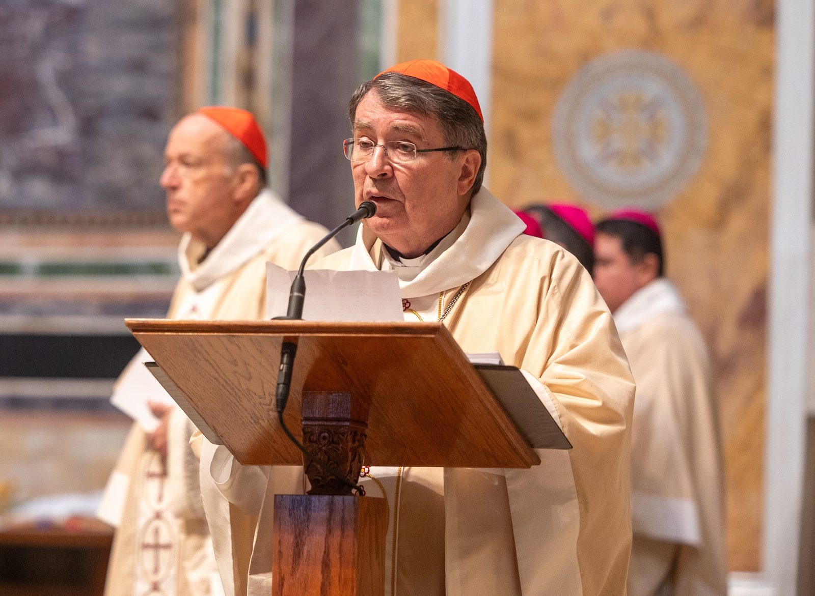 Cardinal Christophe Pierre, the Apostolic Nuncio to the United States, speaks at the Youth Mass for Life on Jan. 24, 2025 at the Cathedral of St. Matthew the Apostle in Washington, D.C. Cardinal Pierre read a message of support on behalf of Pope Francis. The annual Mass sponsored by The Roman Catholic Archdiocese of Washington preceded the March for Life in the nation’s capital. (Catholic Standard photo by Mihoko Owada)