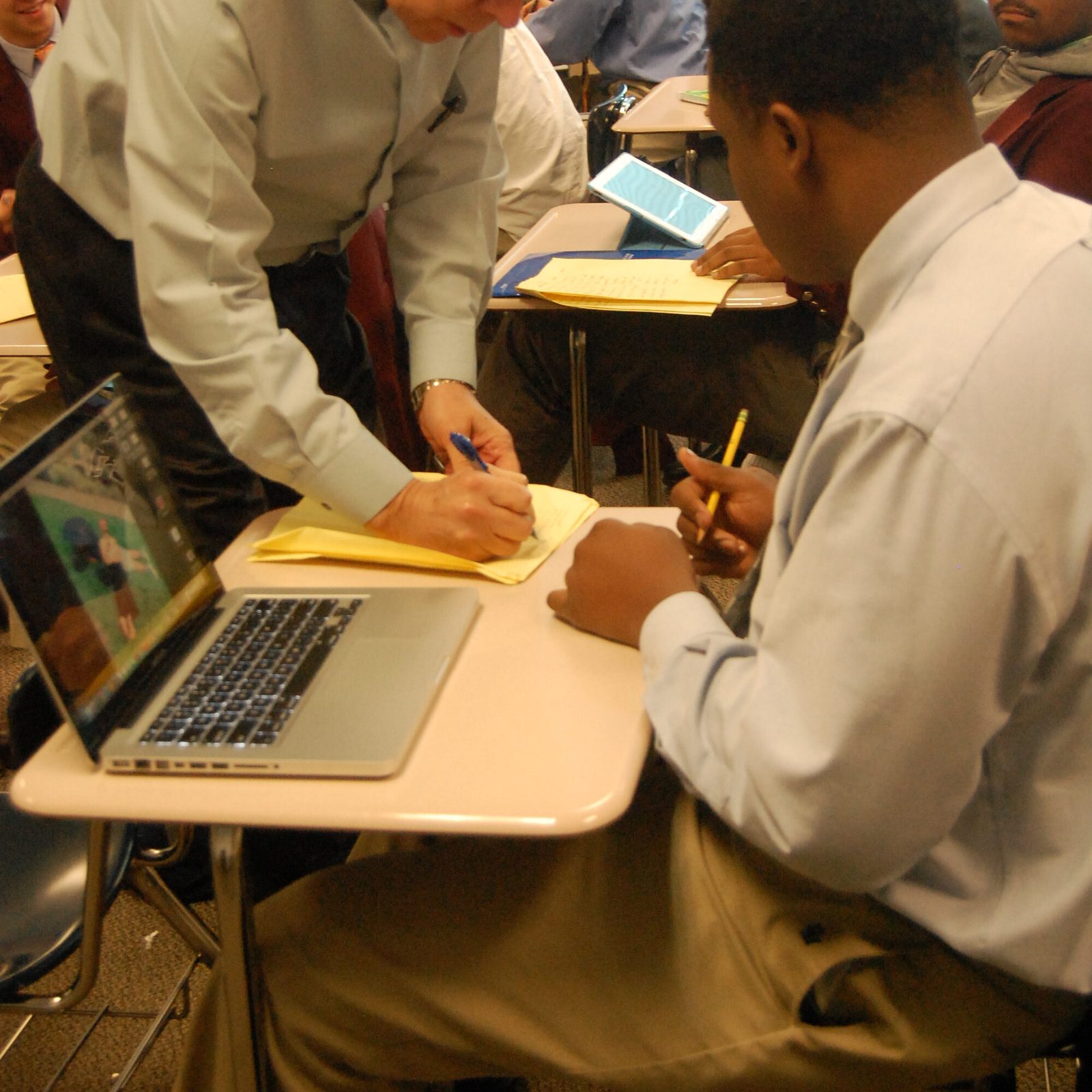 Trinitarian Father Damian Anuszewski, who this year marked his 50th year teaching at DeMatha Catholic High School in Hyattsville, Maryland, teaches accounting at the all-boys’ Catholic high school. (Photo courtesy of DeMatha Catholic High School)