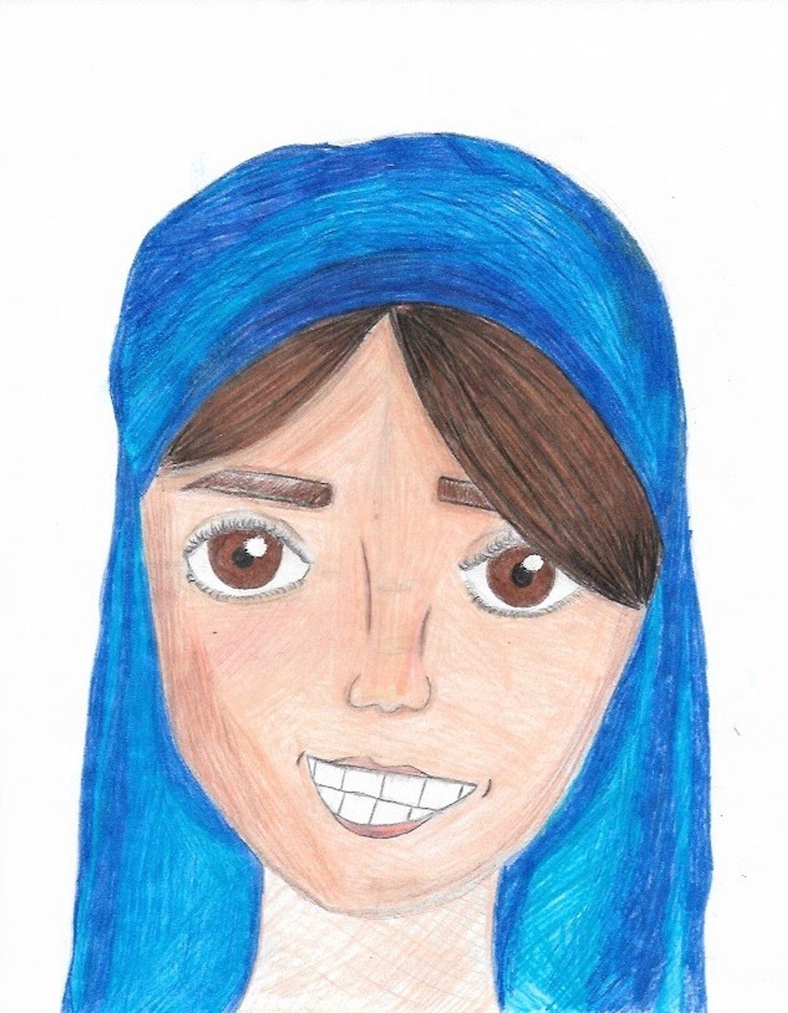 “Mary, the Mother of God, is such an important person and influence in my life. I admire so much about her, and I enjoyed drawing how I see her. She is pure of heart and I love walking in her example. In my head this is how I picture Mary, with a blue veil, bright eyes, and a big grin… She is a perfect example of faith and love, and drawing this picture of her brings her closer to me.” – Artwork and writing by Eva Gudie, seventh grade, St. Bartholomew School, Bethesda