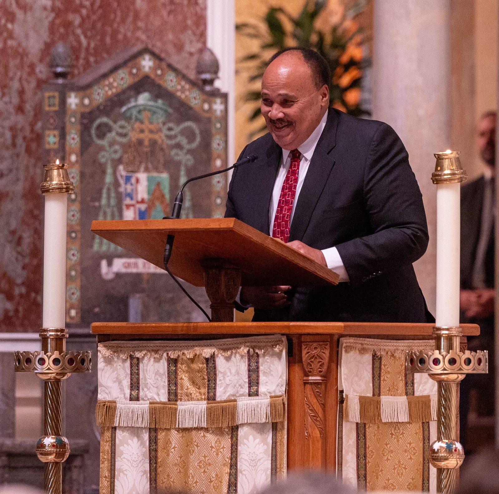 Martin Luther King III speaks during a memorial service for Ethel Kennedy on Oct. 16, 2024 at the Cathedral of St. Matthew the Apostle in Washington, D.C. (Catholic Standard photo by Mihoko Owada)