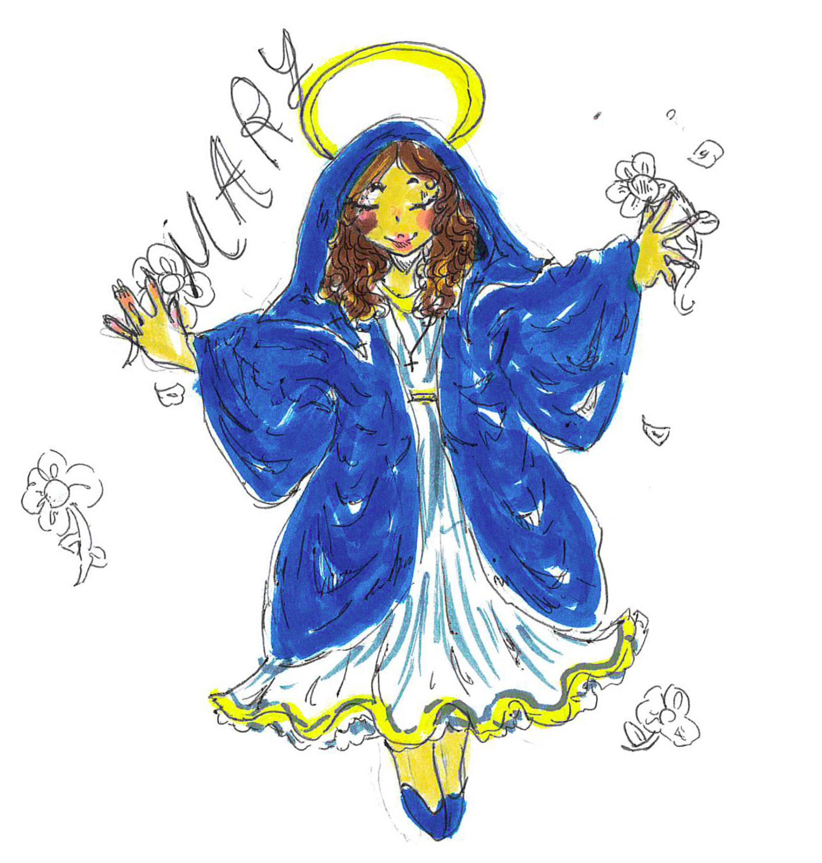 “I love Mary and my mom, because my mom loves me and takes care of me like how Mary would take care of Jesus. Mary and my mom both love me very much, and I appreciate them with all my heart. I’m thankful that they love me. Mary loves and protects me, and my mom keeps me safe and happy.” – Artwork and writing by Sadie Grey, fifth grade, Our Lady Star of the Sea School, Solomons