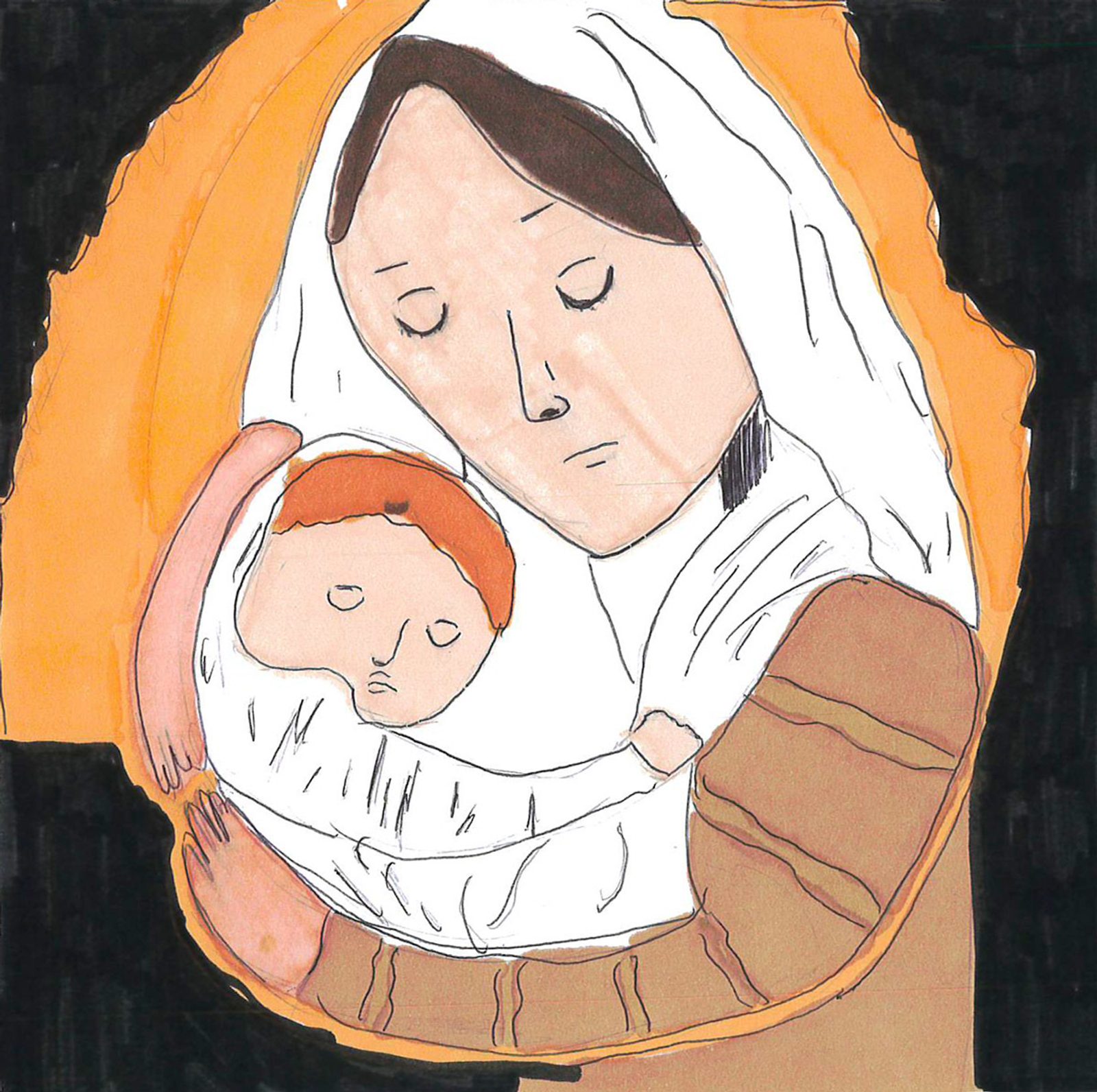 “What I admire most about Mary is she went through so much pain when she watched her son suffer and die on the cross for us. What I also admire about her is that a wonderful woman like her became the queen of heaven because she always says yes to God. Now let’s become a good person like Mary and always say yes to God.” – Artwork and writing by Annabel Kortokrax, fourth grade, Our Lady Star of the Sea School, Solomons