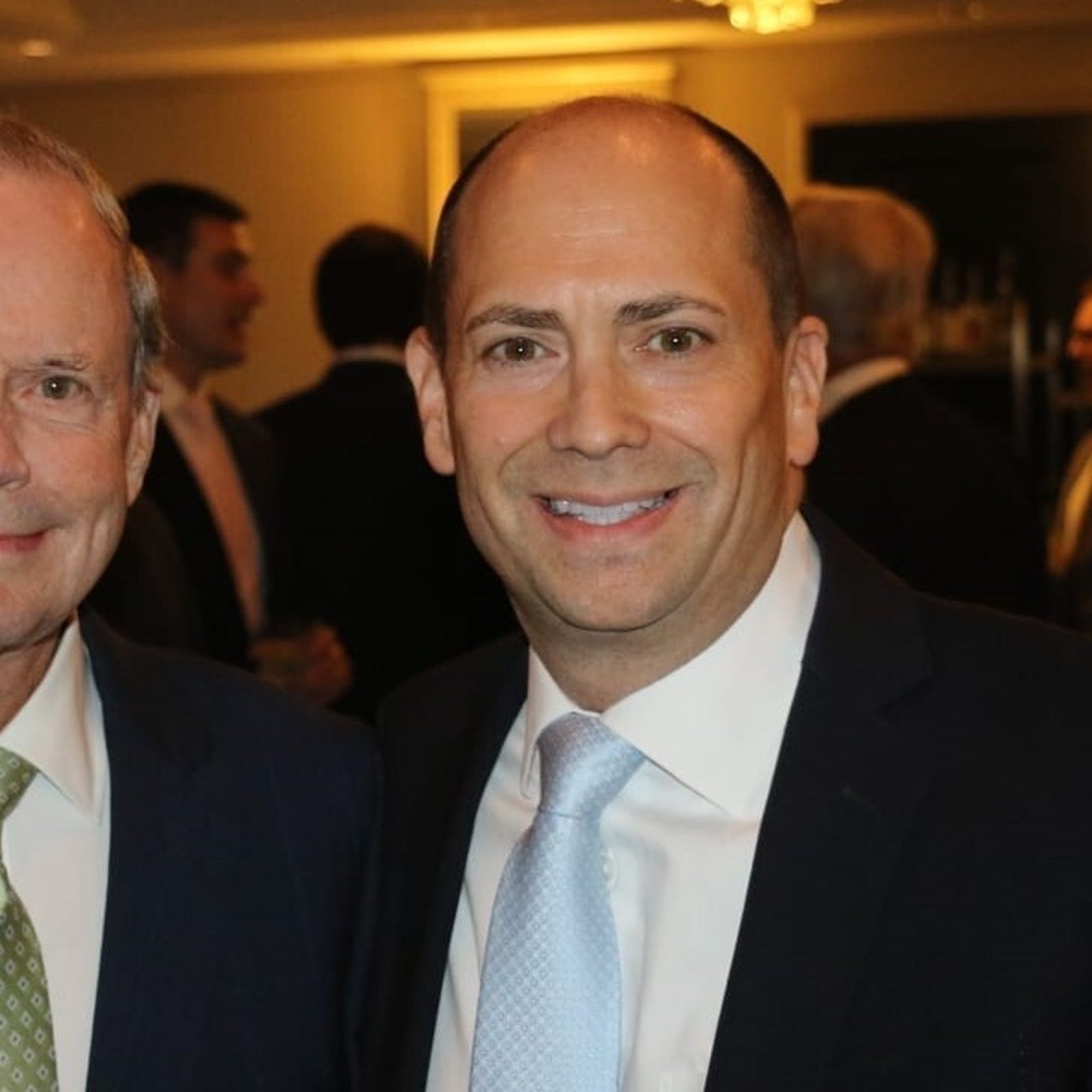 At the 10th annual gala of the Catholic Business Network of Washington, D.C., Justin Silvers (at right), the president of CBN-D.C., stands with Pat Clancy, the former executive vice president and chief lending officer for Riggs National Bank, who along with his late wife Mary Anne Clancy received the Business Persons of the Year Award from the group. The event was held on Oct. 10, 2024 at the Four Seasons Hotel in Washington. (Photo courtesy of CBN-D.C. by Michael J. Collela)