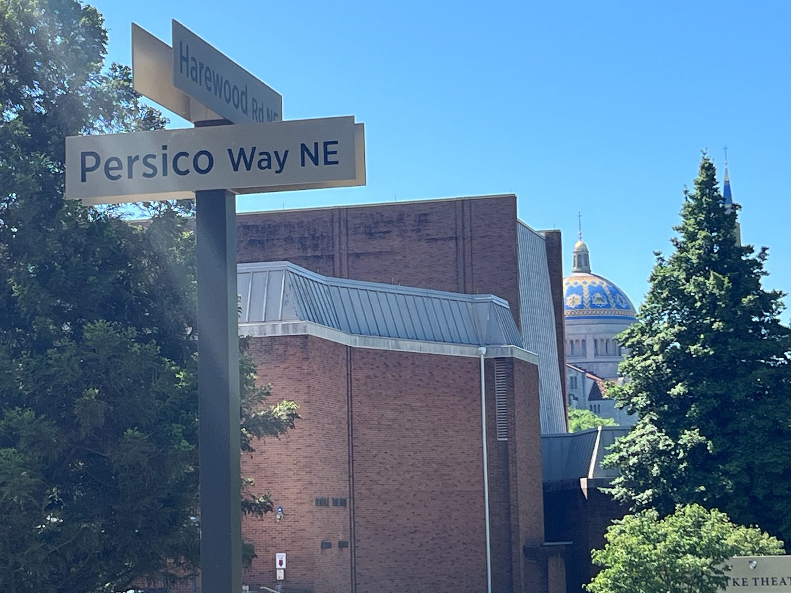 The road running alongside the president’s office at The Catholic University of America was named “Persico Way” to honor Frank Persico’s longtime service to the university in a variety of administrative roles, and to reflect the esteem that the CUA community held for him. The retired university administrator died on May 14, 2024 at the age of 71. (Catholic Standard photo by Mark Zimmermann)