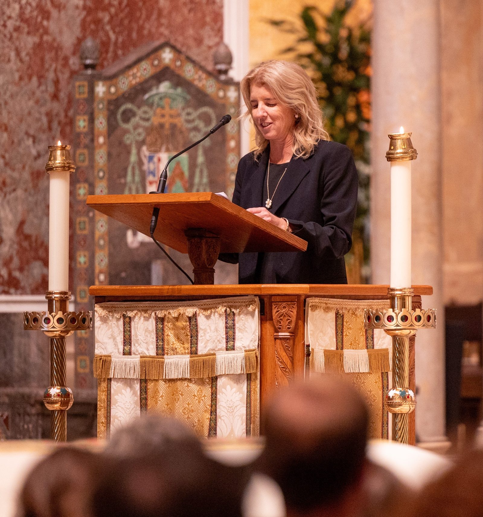 Rory Kennedy, a documentary filmmaker and the youngest of the 11 children of the late Ethel and Robert F. Kennedy, speaks during an Oct. 16 celebration of the life of her mother that was held at the Cathedral of St. Matthew the Apostle on Oct. 16, 2024. (Catholic Standard photo by Mihoko Owada)