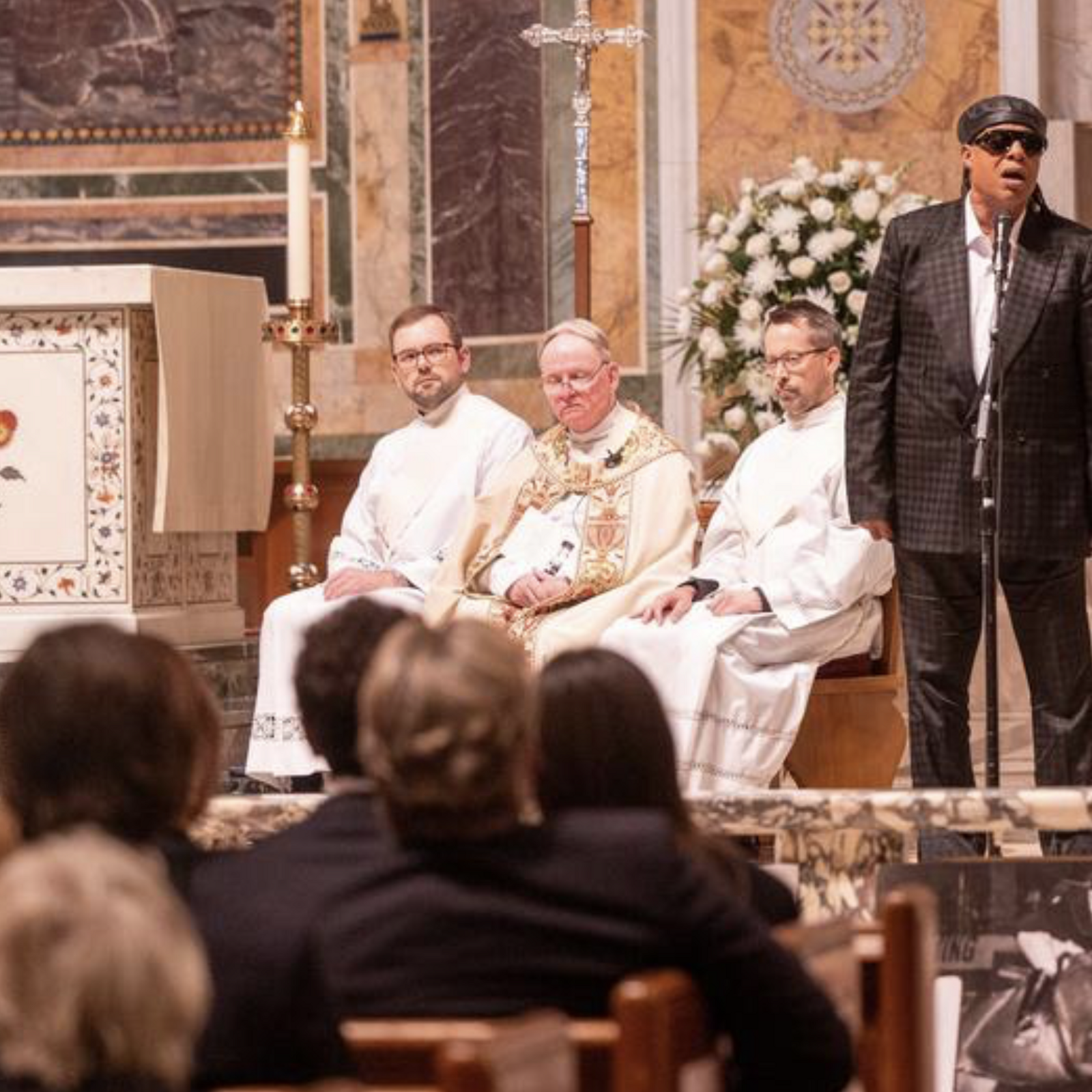 Stevie Wonder sings during a celebration for the life of the late Ethel Kennedy held on Oct. 16, 2024 at the Cathedral of St. Matthew the Apostle in Washington, D.C. (Catholic Standard photo by Mihoko Owada)