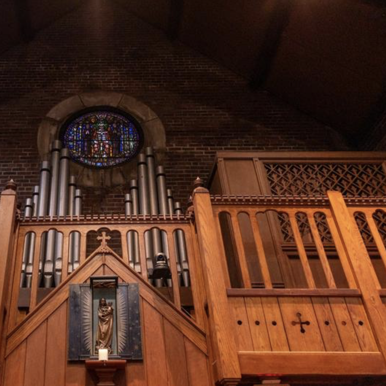 The interior of the chapel at St. Anselm’s Abbey in Washington. (Catholic Standard photo by Mihoko Owada)