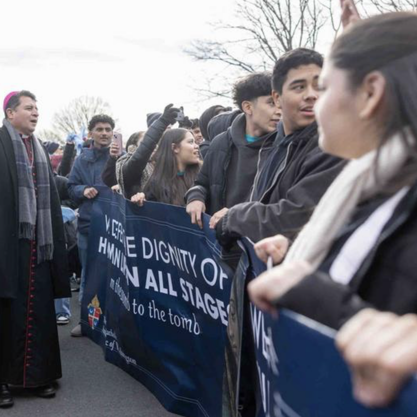 Washington Auxiliary Bishop Evelio Menjivar joins marchers from the Roman Catholic Archdiocese of Washington as they participate in the March for Life on Jan. 23, 2026. (Catholic Standard photos by Mihoko Owada) Washington Auxiliary Bishop Evelio Menjivar joins marchers from the Roman Catholic Archdiocese of Washington as they participate in the March for Life on Jan. 23, 2026. (Catholic Standard photos by Mihoko Owada)