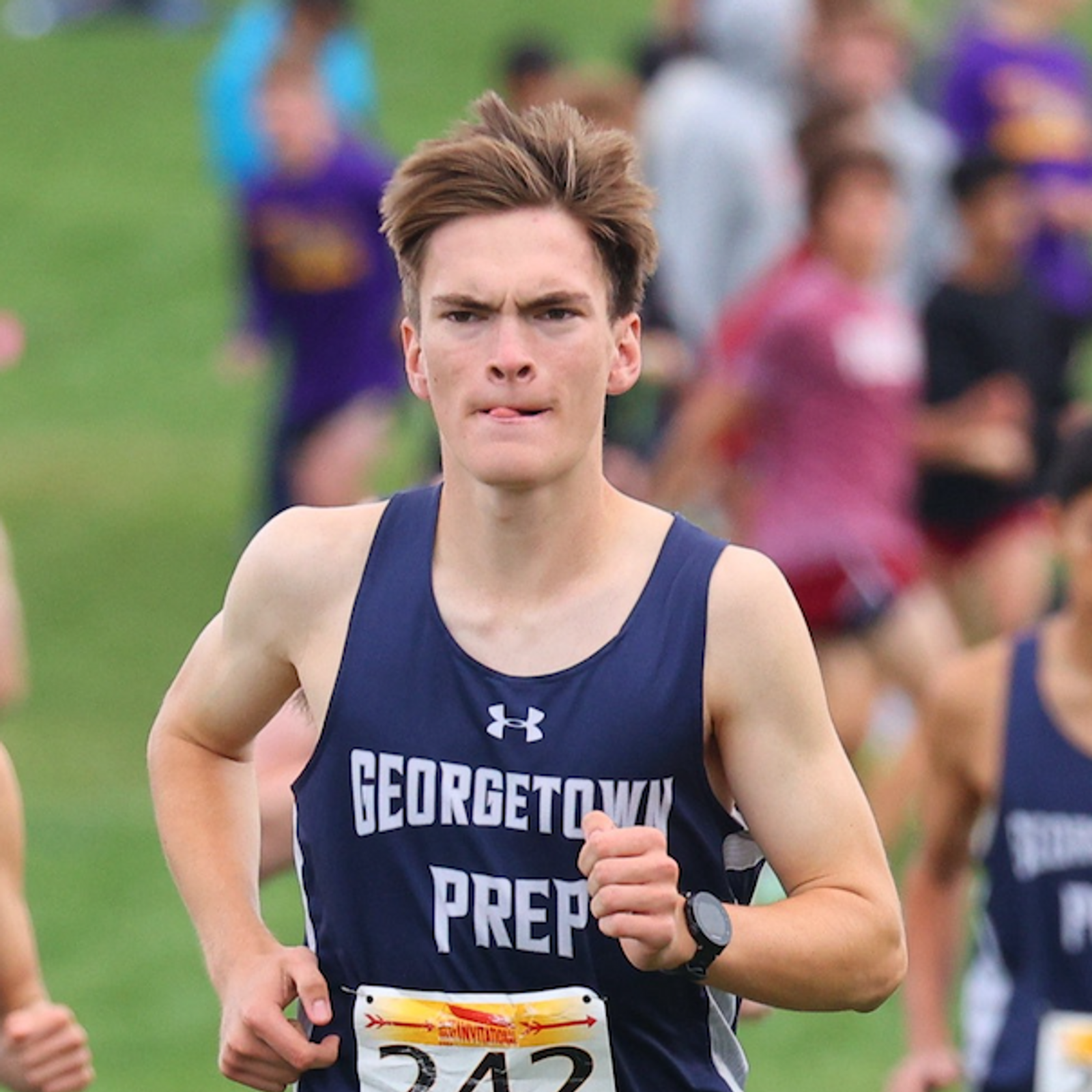 Jack Sullivan, a member of the class of 2024 at Georgetown Preparatory School in North Bethesda, is shown running in a cross country meet. (Photo courtesy of Georgetown Prep)