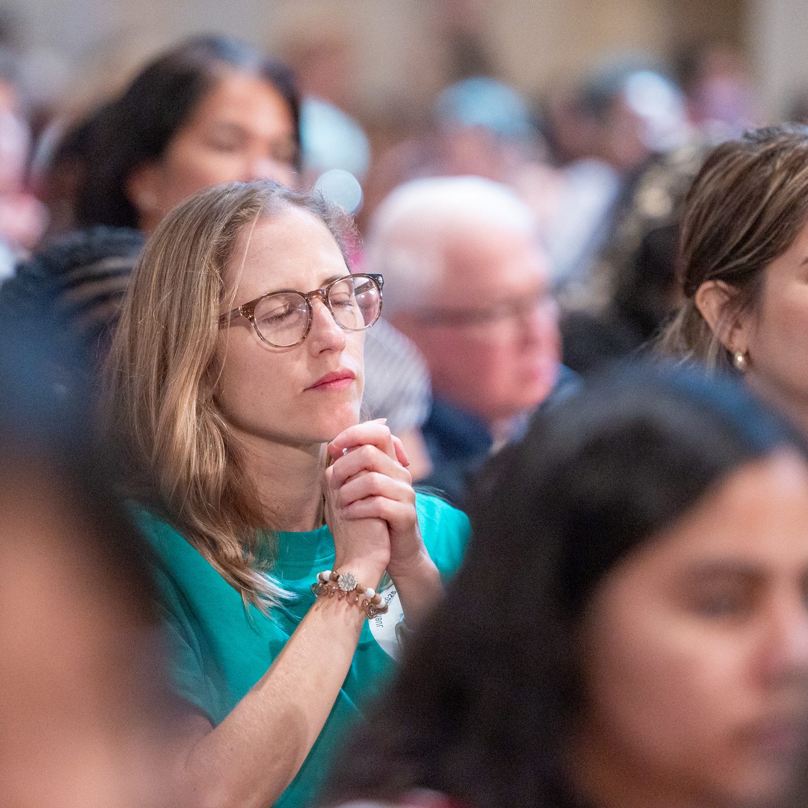 Members of the congregation pray at a Mass at the Basilica of the National Shrine of the Immaculate Conception during the Jubilee Year Pilgrimage sponsored by the Archdiocese of Washington on May 31, 2025. (Catholic Standard photo by Mihoko Owada)