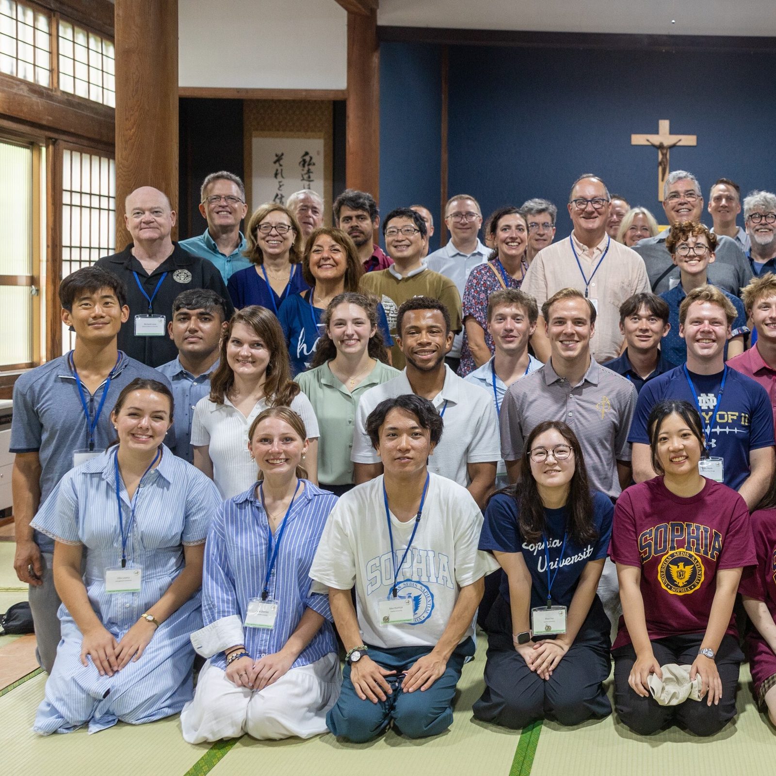Participants of the Pilgrimage to Peace in Japan coinciding with the 80th anniversary of the atomic bombings of Hiroshima and Nagasaki pose together for a photo after a Mass on Aug. 7, 2025, at the chapel of the former Jesuit novitiate in Nagatsuka, a suburb of Hiroshima. The pilgrimage included students and staff members of Catholic universities in the United States and Japan who came together to pray and dialogue for peace and for an end to nuclear weapons. (Catholic Standard photo by Mihoko Owada)