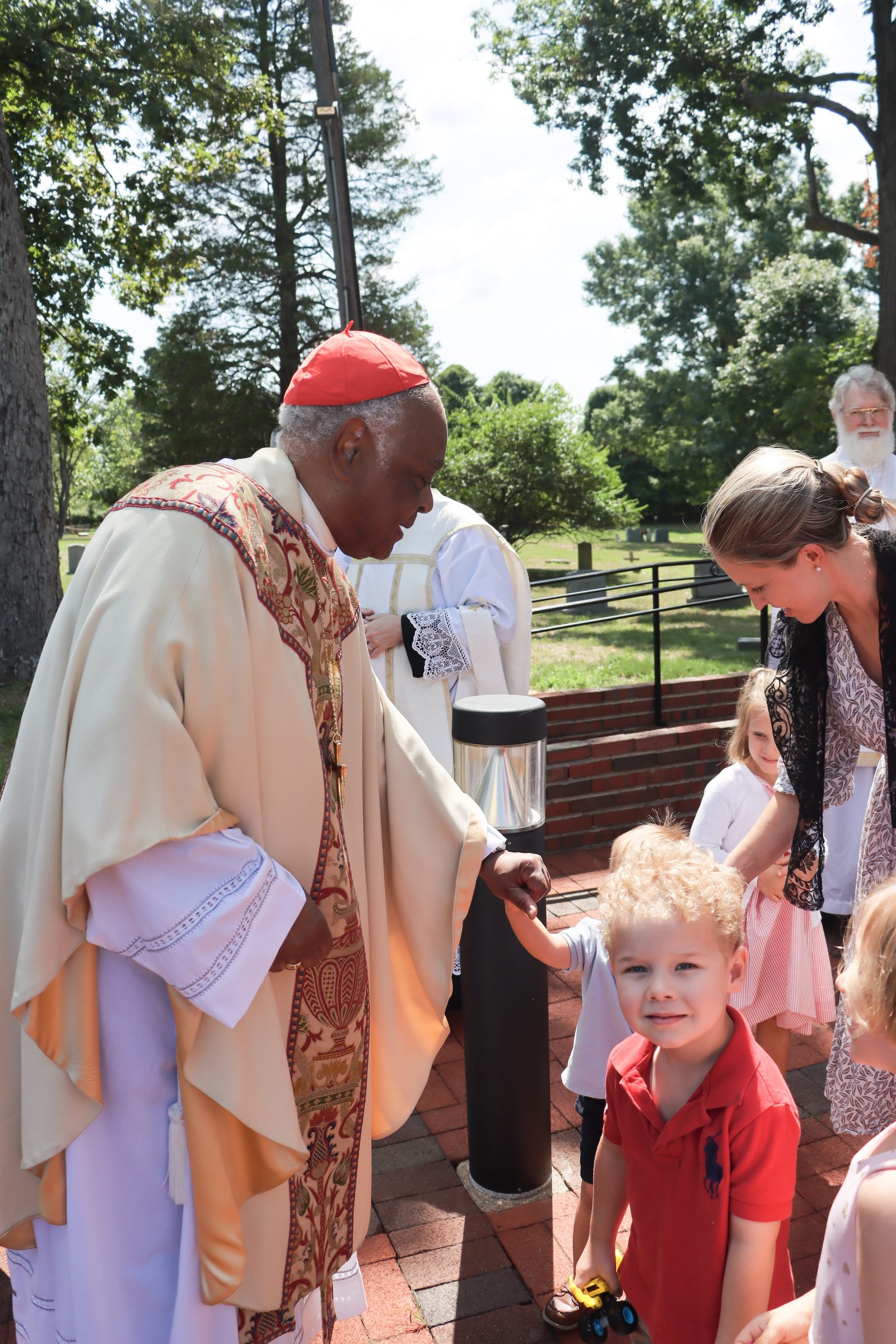 Cardinal Wilton Gregory greets people after celebrating a 175th anniversary Mass for St. Ignatius Church in Oxon Hill, Maryland, on July 29, 2024. (Catholic Standard photo by Javier Diaz)