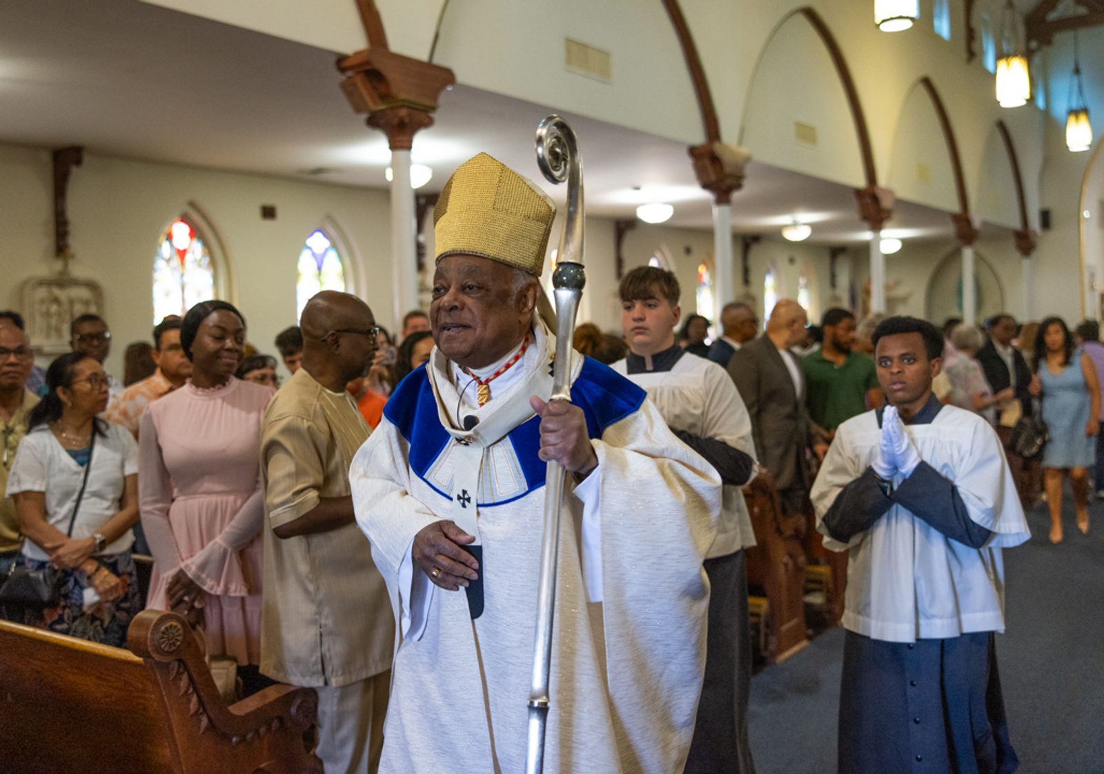 Washington Cardinal Wilton Gregory processes from the altar following a Mass celebrating the 200th anniversary of St. Mary of the Assumption Parish in Upper Marlboro, Maryland, on June 2, 2024. (Catholic Standard photo by Andrew Biraj)