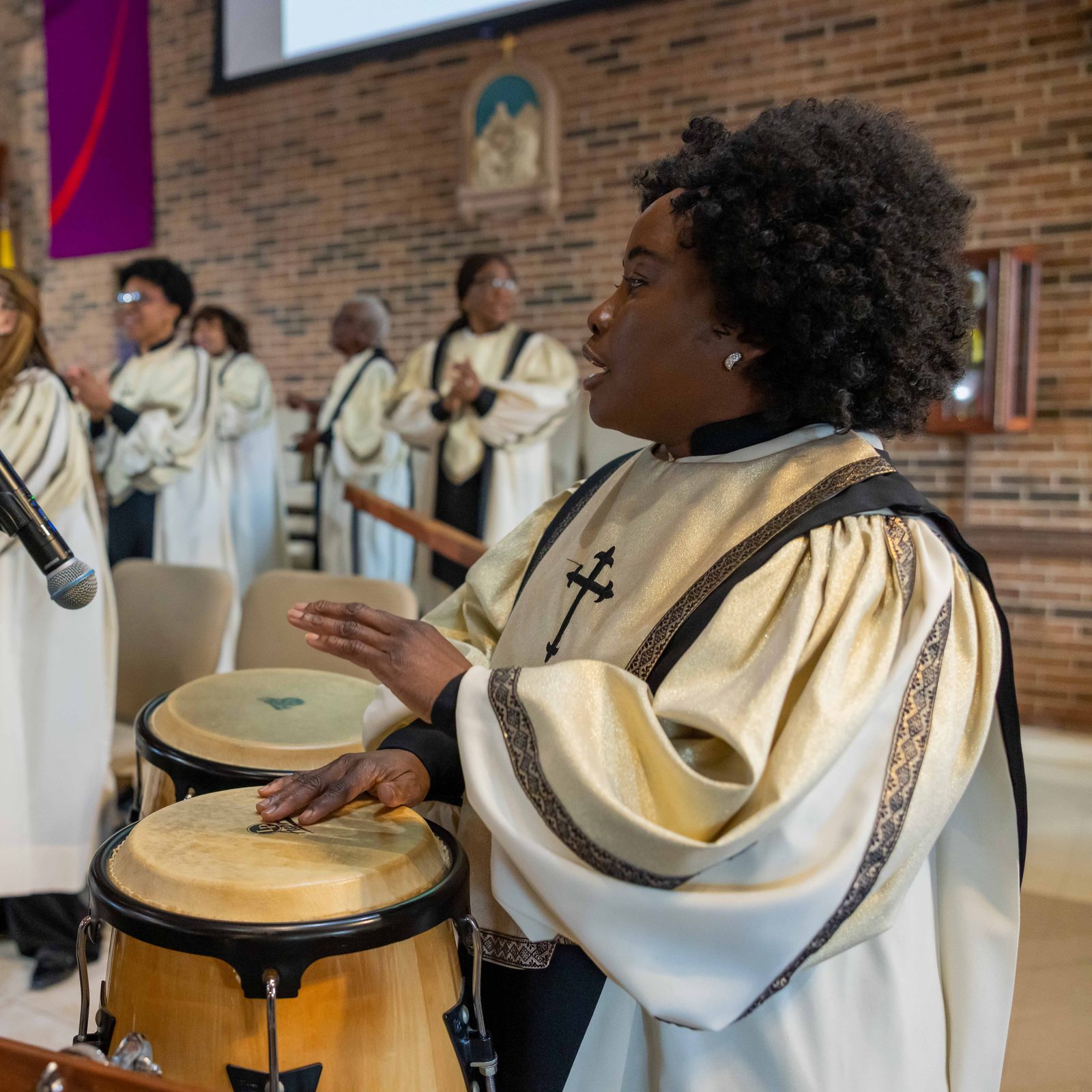 Members of the St. Joseph Gospel Choir and accompanying musicians lead the singing during the Mass to Commemorate Black History Month on Feb. 21, 2026 at St. Joseph Catholic Church in Largo, Maryland. (Catholic Standard photo by Andrew Biraj)