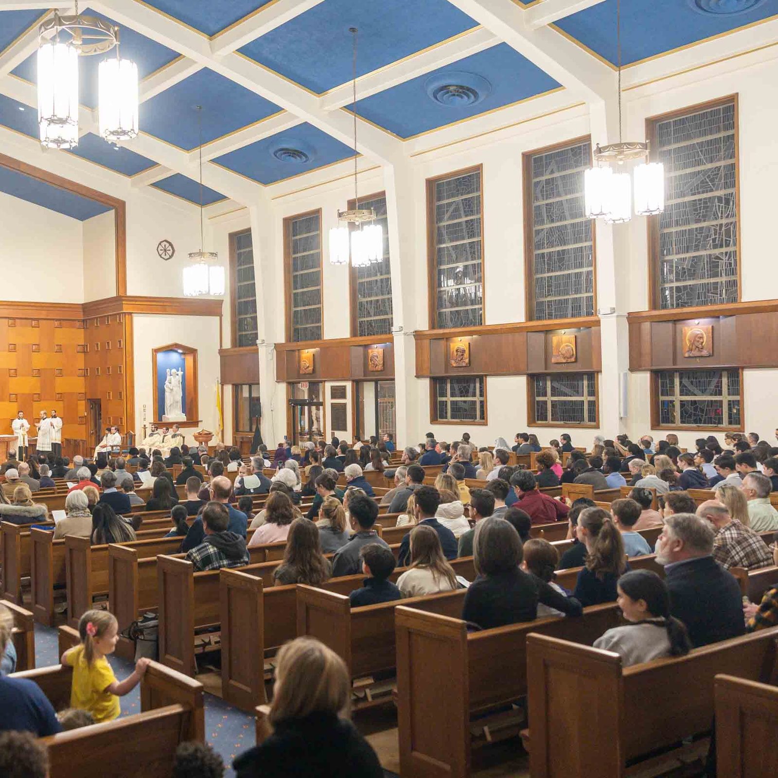 Hundreds of people attended the Wednesday evening Mass on Feb. 11 at Our Lady of Lourdes Church in Bethesda that was celebrated by Washington Cardinal Robert W. McElroy for the parish’s 100th anniversary. (Catholic Standard photo by Mihoko Owada)