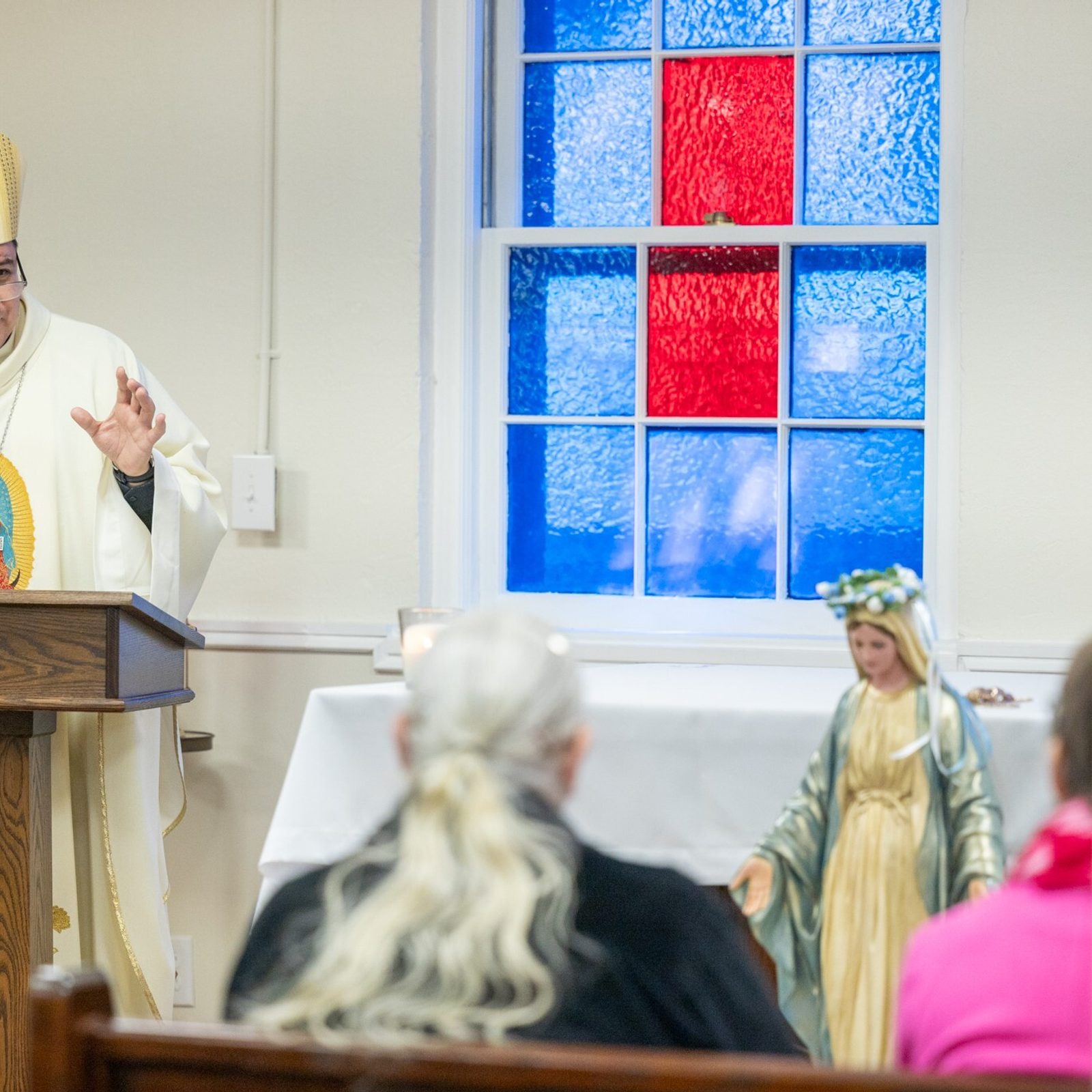 Washington Auxiliary Bishop Evelio Menjivar gives the homily during a Mass for Persons Living with Mental Health Challenges, that he celebrated on May 11, 2024 at the Pope Francis Center in Landover Hills, Maryland. The Mass was hosted by the Office of Deaf and Disabilities Ministry of The Roman Catholic Archdiocese of Washington. (Catholic Standard photo by Mihoko Owada)