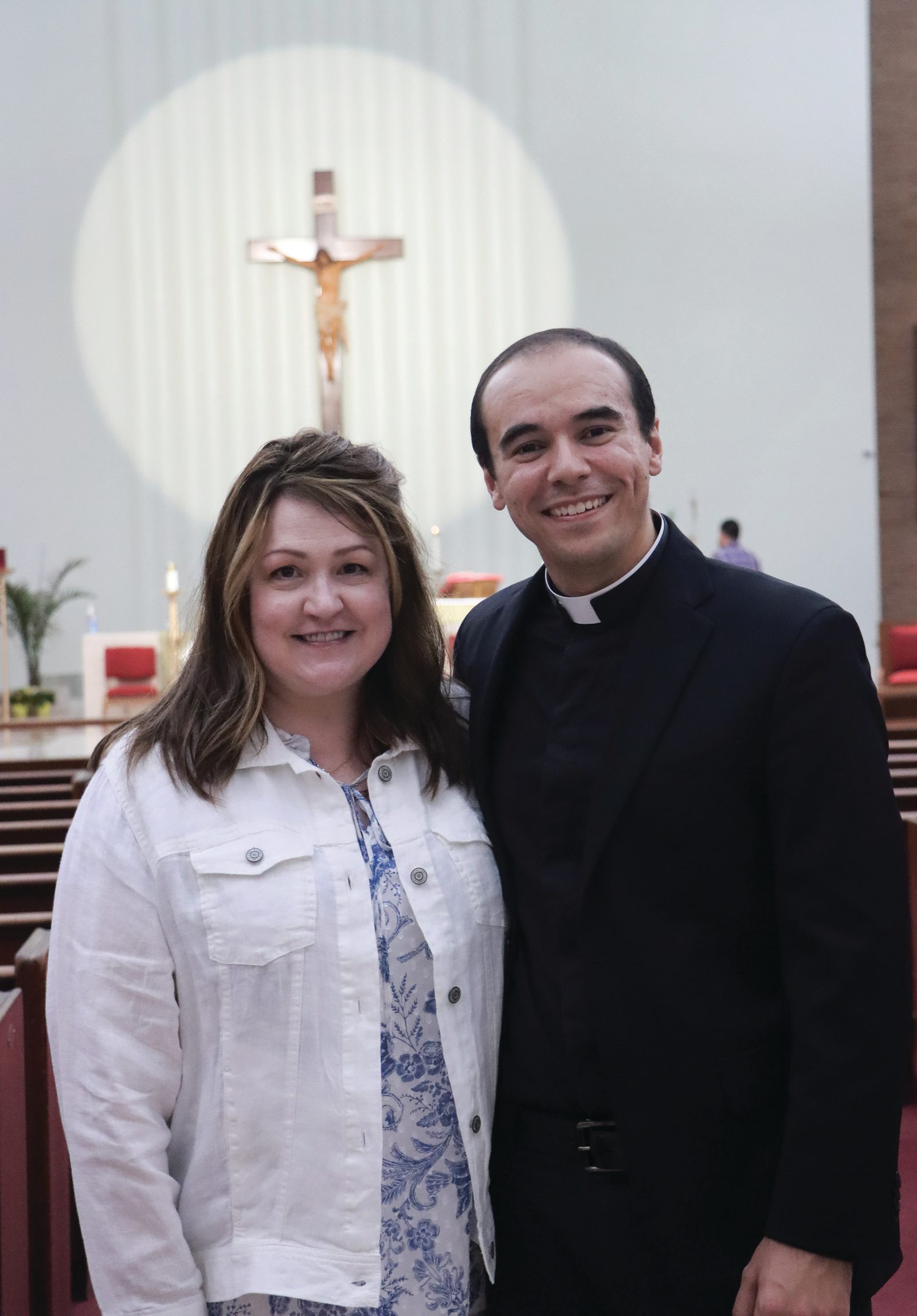 Those attending the July 27 Seminarian Family Day Mass at St. Mary’s Church in Landover Hills, Maryland, included seminarian Joshua Wright, joined by his mother, Angela Wright. The Mass and luncheon afterward were sponsored by The Roman Catholic Archdiocese of Washington. (Catholic Standard photo by Javier Diaz)