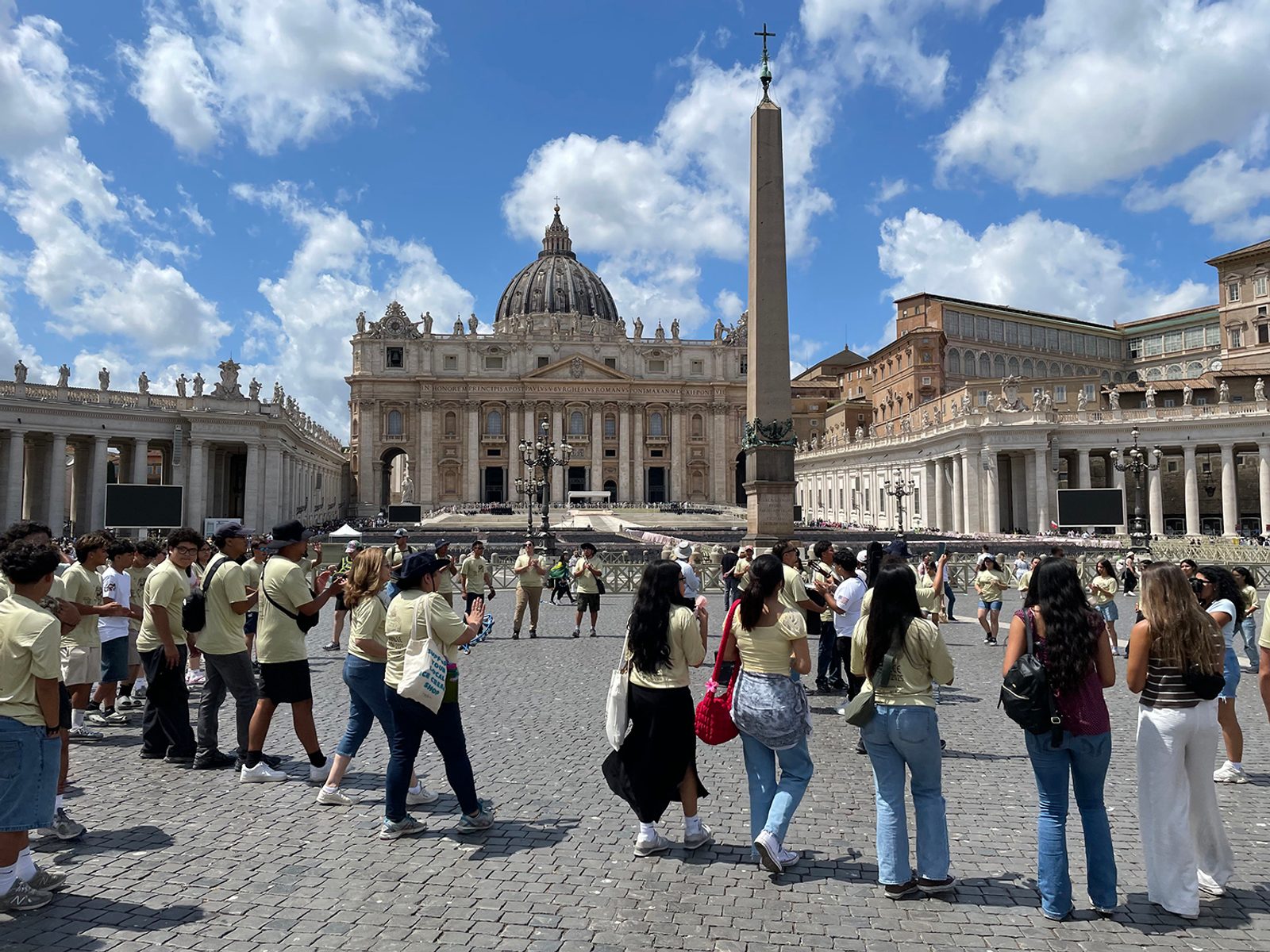Pilgrims with the Neocatechumenal Way gather in St. Peter’s Square during the Jubilee of Young People in Rome. (Photo courtesy of Father John Benson)
