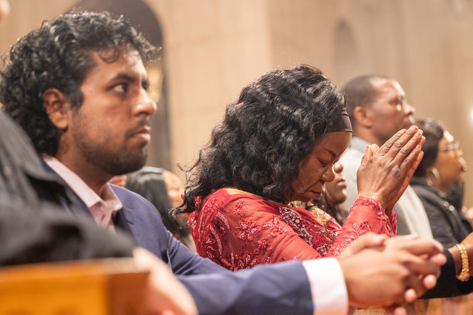 People pray at the Easter Sunday Mass on March 31, 2024 at the Basilica of the National Shrine of the Immaculate Conception. (Catholic Standard photo by Mihoko Owada)