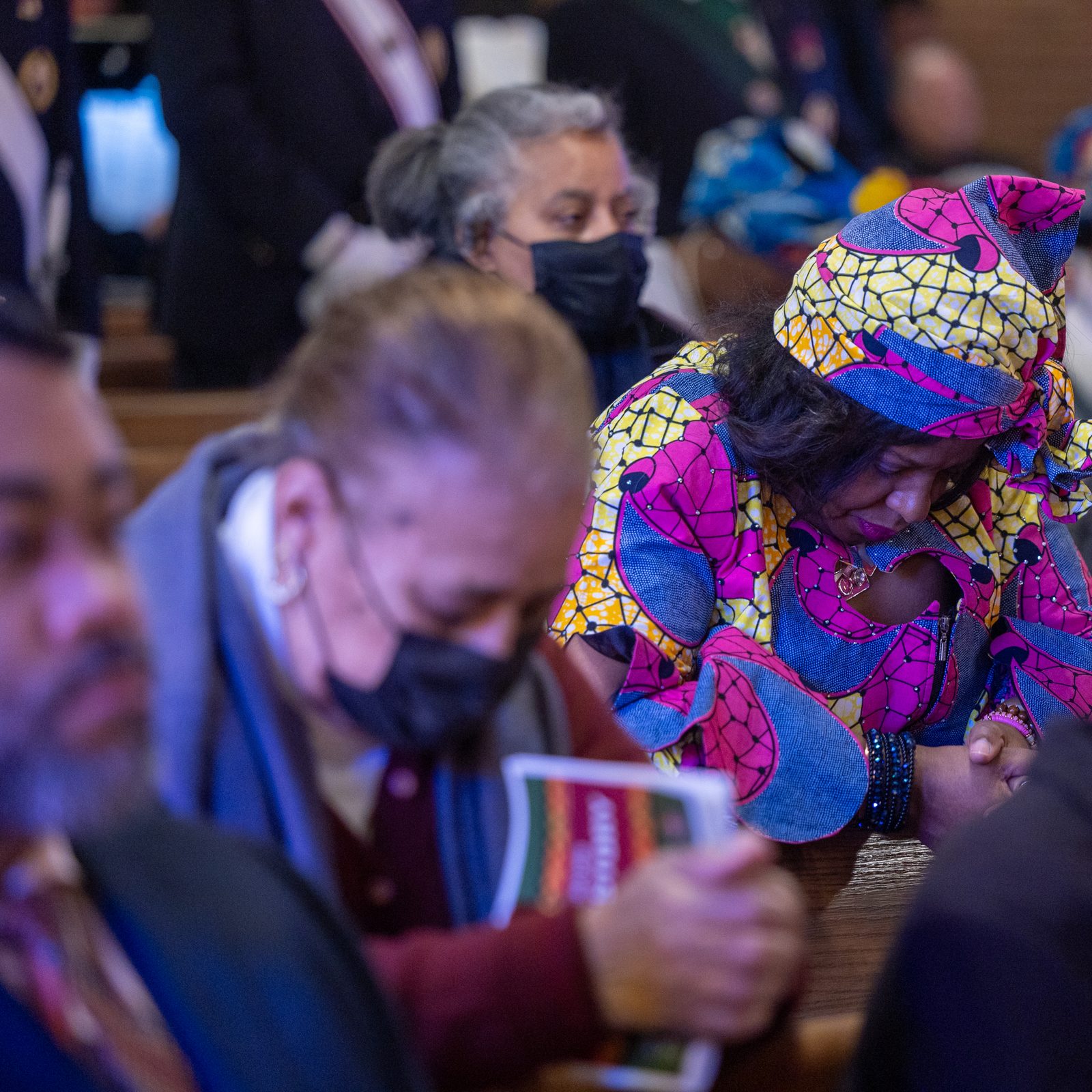 People pray during a Mass celebrating Black History Month on Feb. 22, 2025 at the Church of the Incarnation in Washington, D.C.  (Catholic Standard photos by Mihoko Owada)