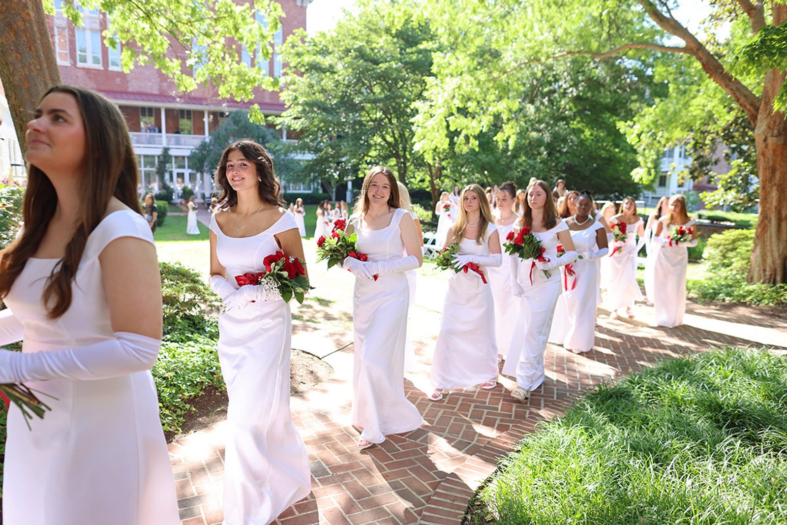 Members of the class of 2024 at Georgetown Visitation Preparatory School in Washington, D.C., process to their graduation ceremony on June 4. This year marks the 225th anniversary of Georgetown Visitation, which was founded in 1799 and was the first Catholic girls’ school in the 13 original states. (Photo by Cindy Hurley/Georgetown Visitation Preparatory School)