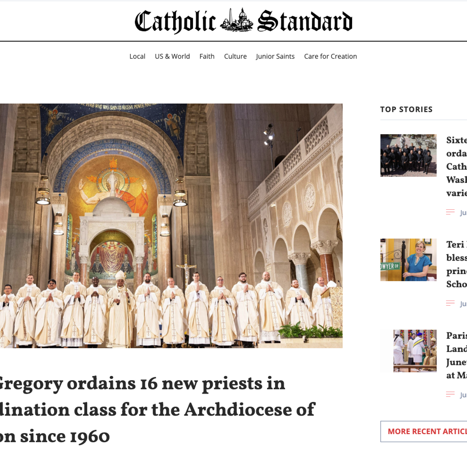 The website of the Catholic Standard newspaper of The Roman Catholic Archdiocese of Washington received a third place award for best newspaper website in the 2024 Catholic Media Awards competition of the Catholic Media Association.