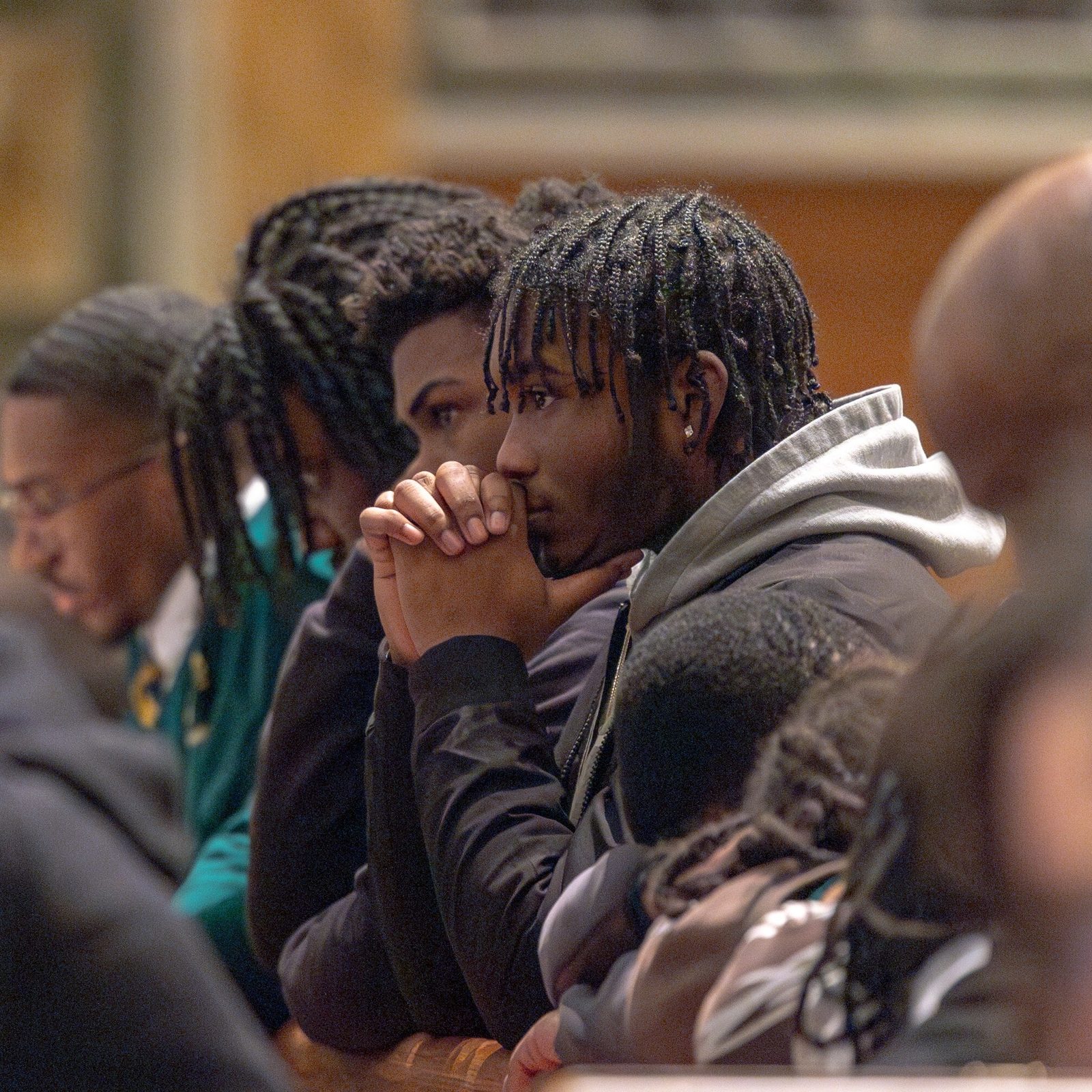 People pray during Eucharistic Adoration that preceded the Youth Mass for Life on Jan. 24, 2025 at the Cathedral of St. Matthew the Apostle in Washington, D.C. The annual Mass sponsored by The Roman Catholic Archdiocese of Washington was held before the March for Life in the nation’s capital. (Catholic Standard photo by Mihoko Owada)